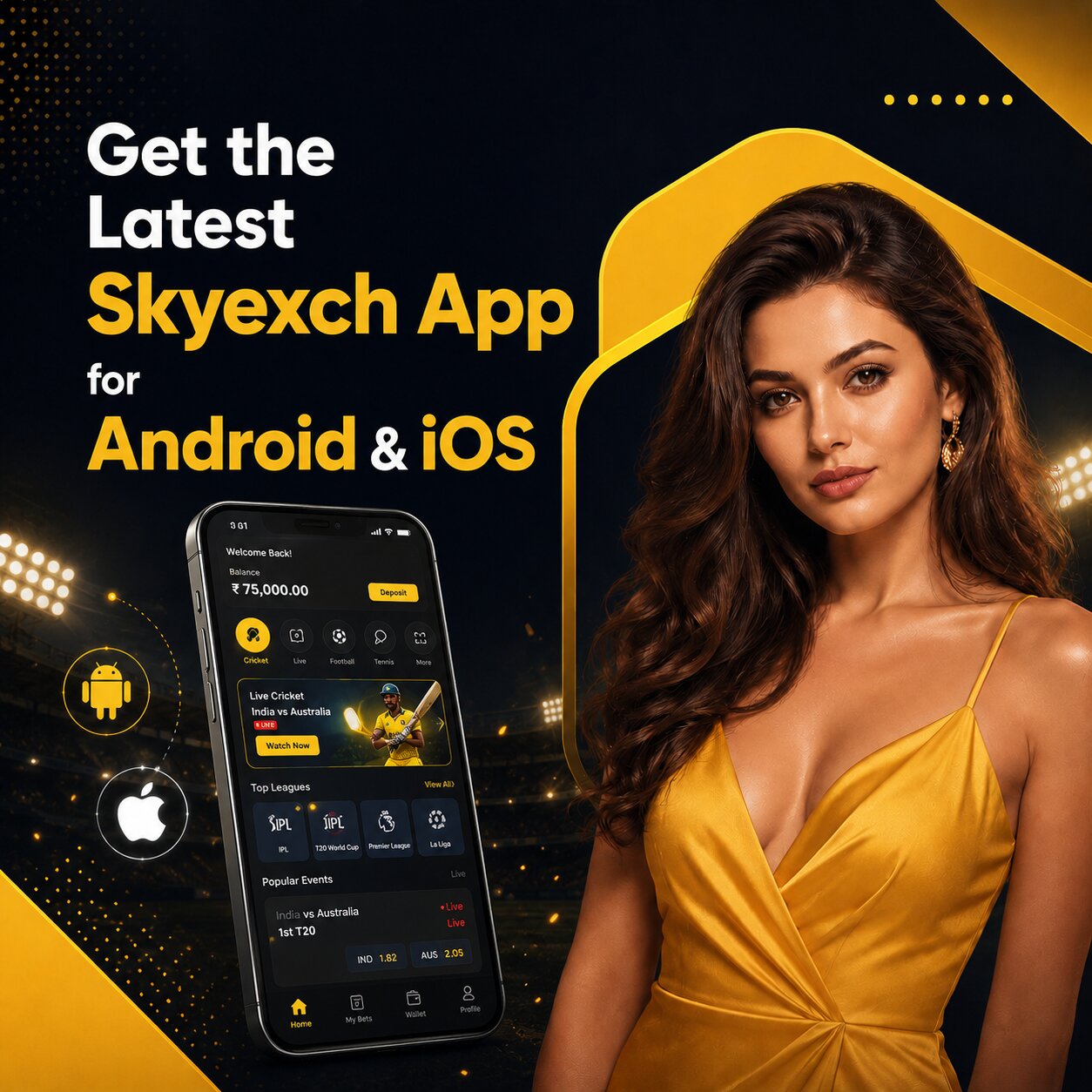 Skyexch betting app preview on Android and iOS smartphones