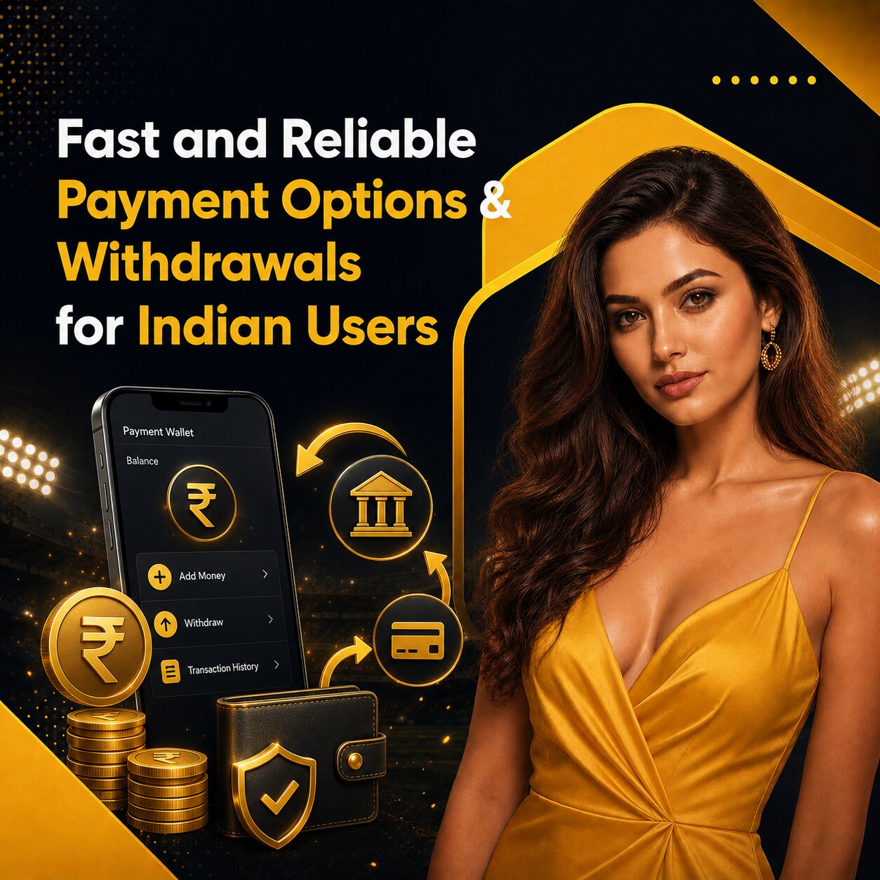 Withdraw your Skyexch earnings — Indian rupees and gold coins beside a smartphone