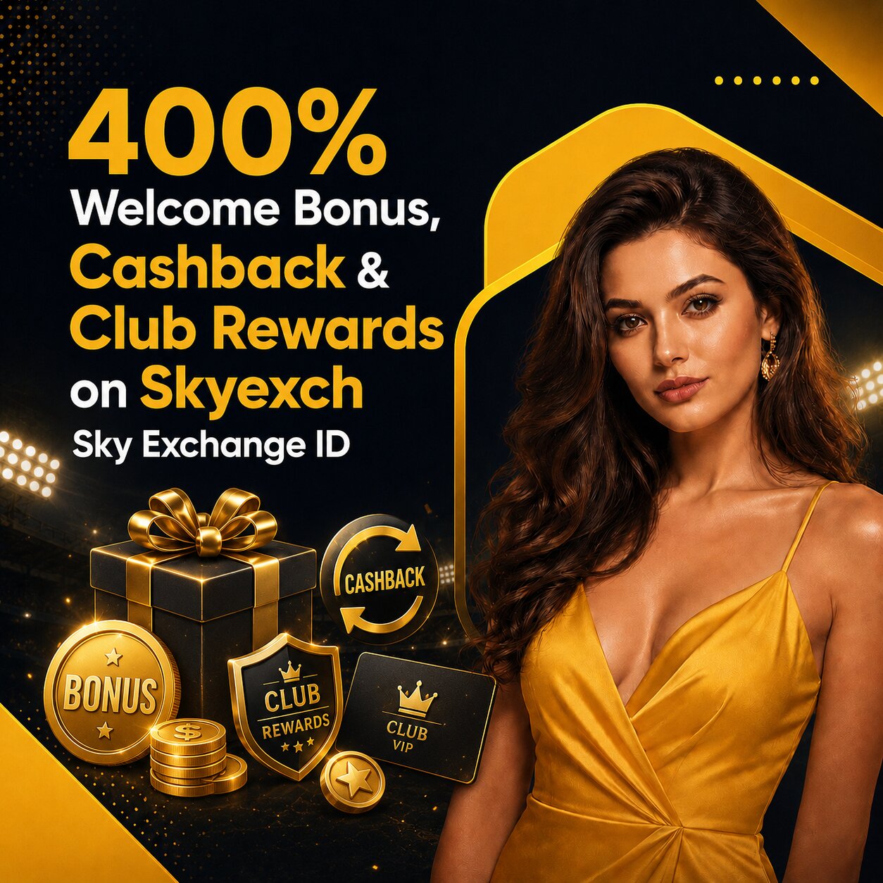 Golden bonus reward trophy with confetti celebrating Skyexch welcome bonus